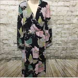 Floral maxi faux wrap dress